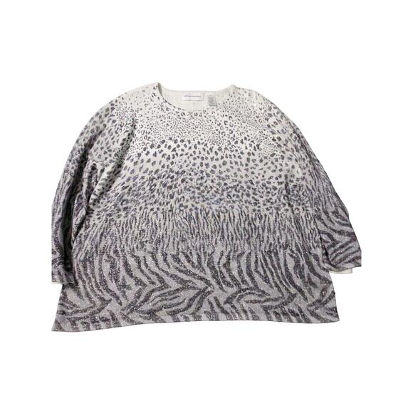 Alfred Dunner Womens Top Multi-Color Size XL Cotton Blend Animal Print Pullover - Picture 1 of 12